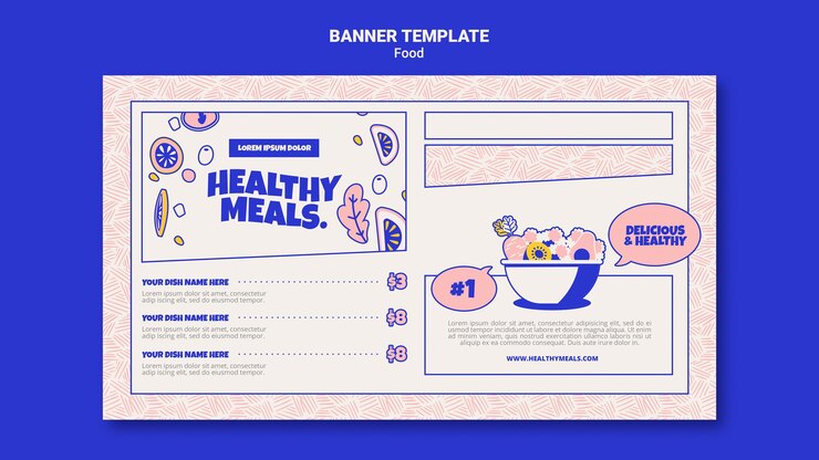 PSD gratuit modèle de bannière horizontale pour des repas sains