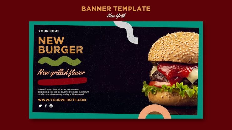 PSD gratuit modèle de bannière horizontale pour restaurant de hamburgers