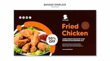 PSD gratuit modèle de bannière horizontale pour restaurant de poulet frit