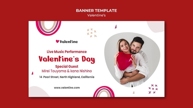 PSD gratuit modèle de bannière horizontale pour la saint-valentin avec couple