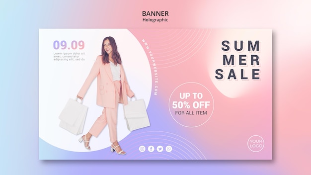 Modèle De Bannière Horizontale Pour Les Soldes D'été