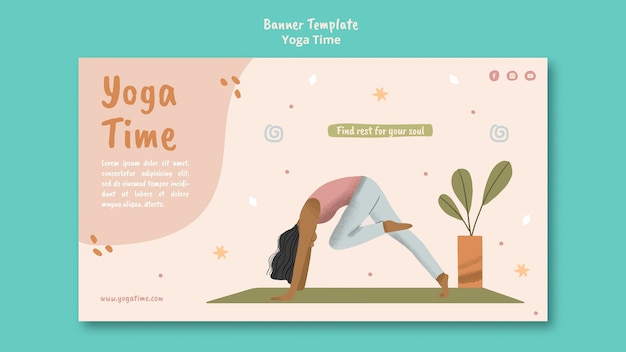 PSD gratuit modèle de bannière horizontale pour le temps de yoga