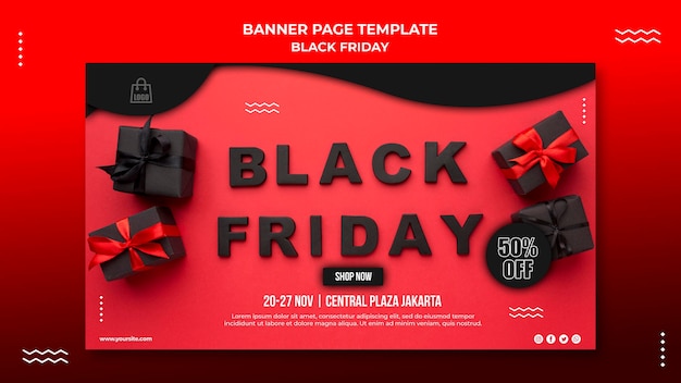 PSD gratuit modèle de bannière horizontale pour la vente du vendredi noir