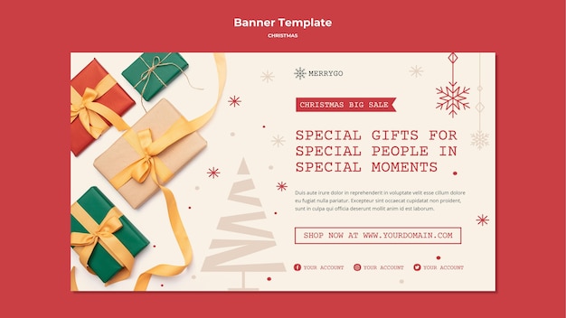 Modèle de bannière horizontale pour la vente de Noël