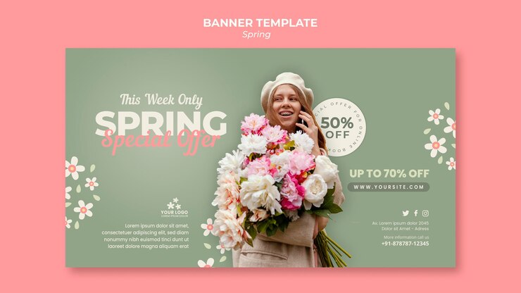 PSD gratuit modèle de bannière horizontale de printemps