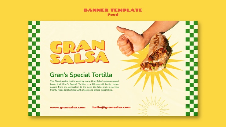 PSD gratuit modèle de bannière horizontale de restauration rapide dans un style groovy
