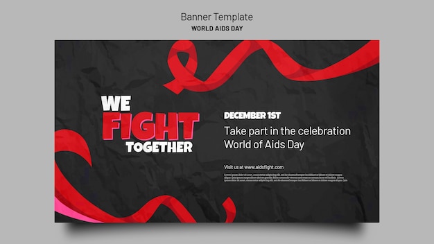 PSD gratuit modèle de bannière horizontale de sensibilisation au sida