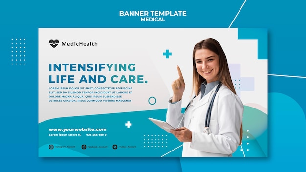 Modèle de bannière horizontale de soins de santé