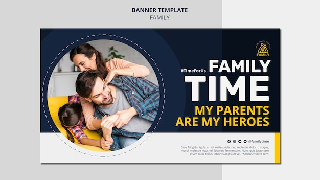 PSD gratuit modèle de bannière horizontale de temps en famille