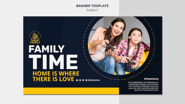 PSD gratuit modèle de bannière horizontale de temps en famille
