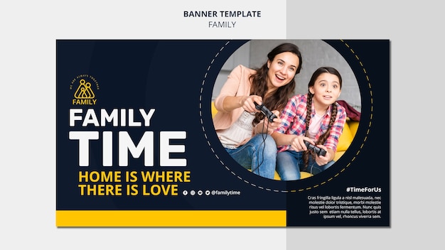 Modèle De Bannière Horizontale De Temps En Famille