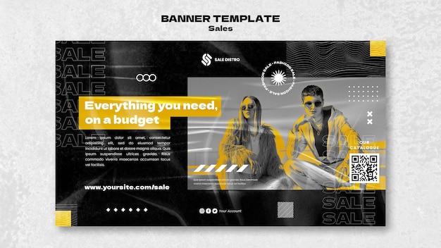 PSD gratuit modèle de bannière horizontale de vente de mode