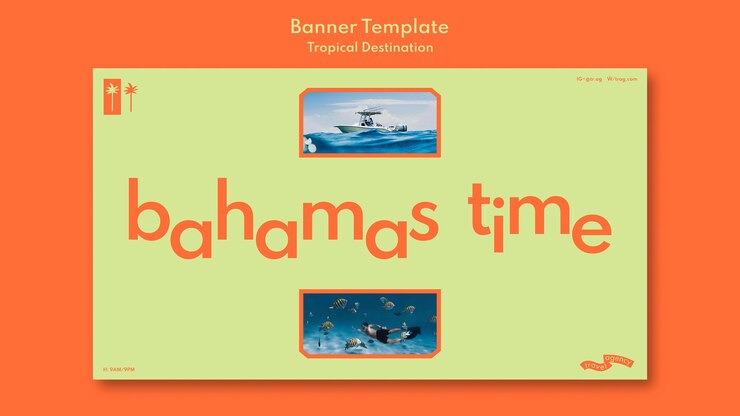 PSD gratuit modèle de bannière horizontale de voyage aux bahamas
