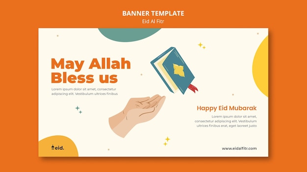 PSD gratuit modèle de bannière illustré eid al-fitr