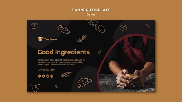PSD gratuit modèle de bannière d'ingrédients gastronomiques baker