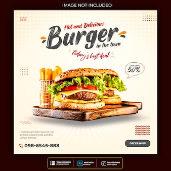 Modèle de bannière instagram de médias sociaux de promotion de menu burger psd premium
