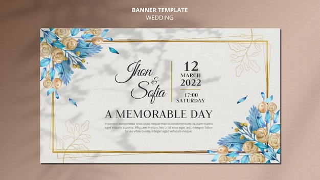 Modèle de bannière d'invitation de mariage floral