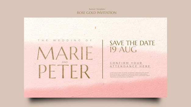 PSD gratuit modèle de bannière d'invitation en or rose dégradé