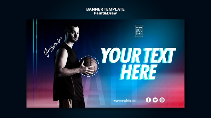 PSD gratuit modèle de bannière de joueur de basket-ball avec photo