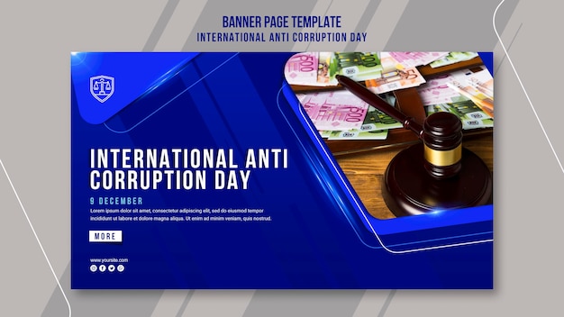 PSD gratuit modèle de bannière de jour anti-corruption