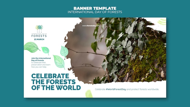PSD gratuit modèle de bannière de jour des forêts avec photo