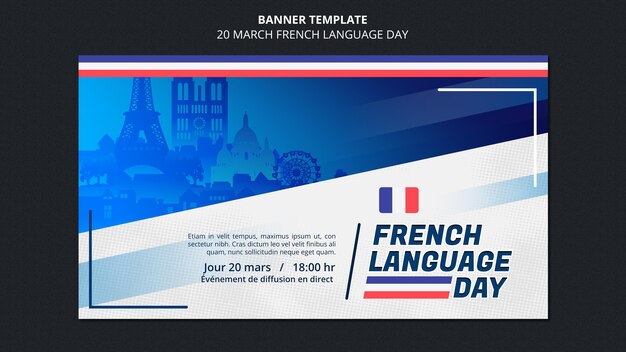 Modèle de bannière de jour de langue française