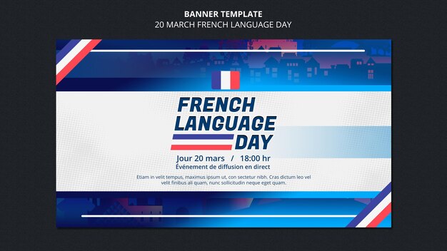 Modèle de bannière de jour de langue française