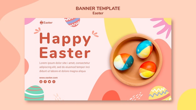 PSD gratuit modèle de bannière de jour de pâques pastel