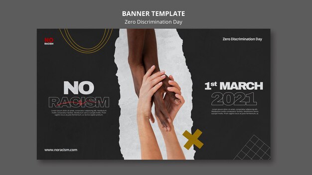 Modèle de bannière de jour zéro discrimination avec photo