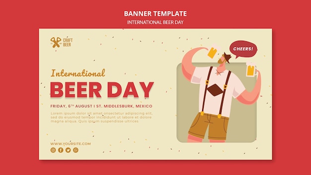 PSD gratuit modèle de bannière de la journée internationale de la bière