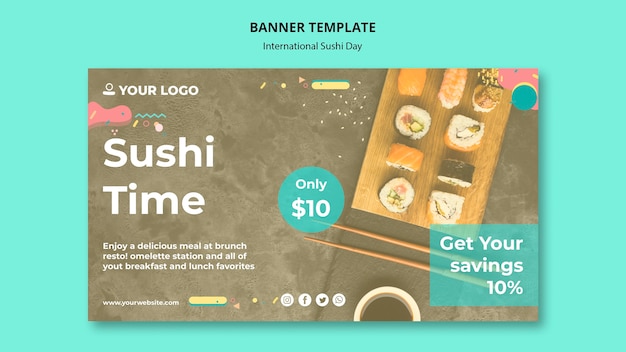 PSD gratuit modèle de bannière de la journée internationale du sushi