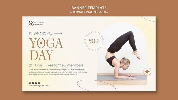 PSD gratuit modèle de bannière de la journée internationale du yoga