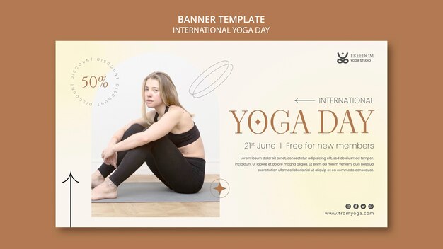 Modèle de bannière de la journée internationale du yoga