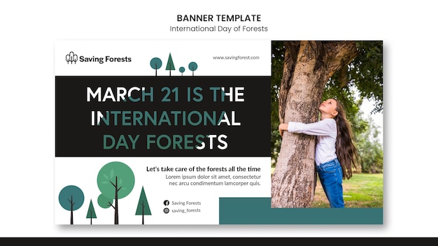 PSD gratuit modèle de bannière de la journée internationale des forêts