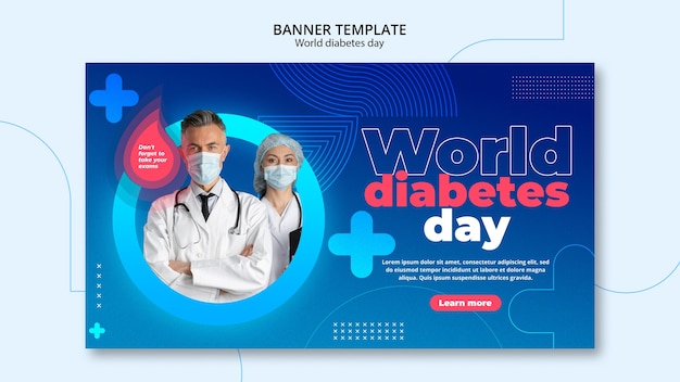 Modèle de bannière de la journée mondiale du diabète dégradé