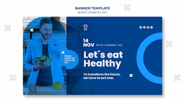 PSD gratuit modèle de bannière de la journée mondiale du diabète