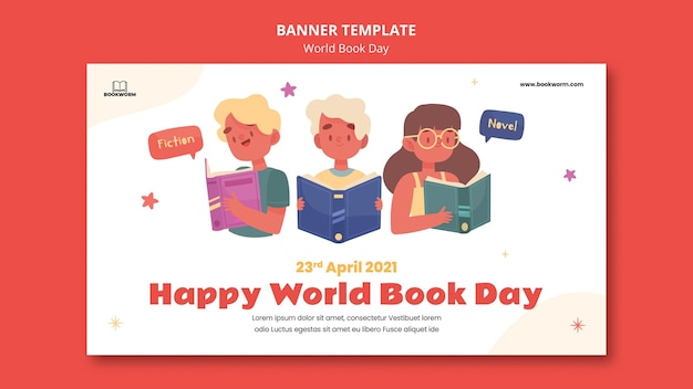 Modèle De Bannière De La Journée Mondiale Du Livre Illustré Psd gratuit