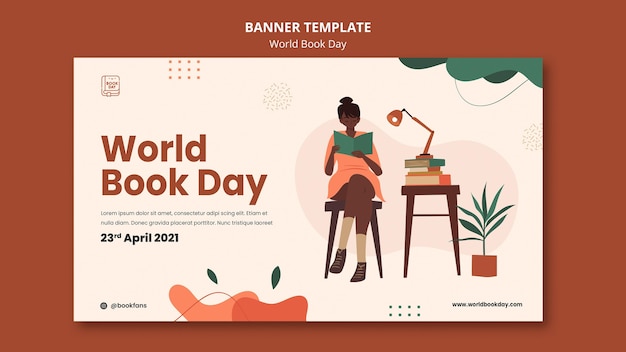 Modèle de bannière de la journée mondiale du livre