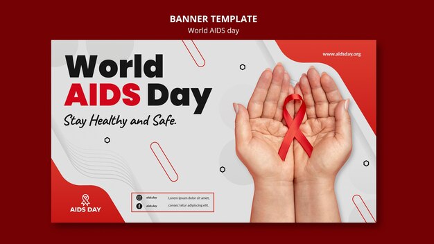 Modèle de bannière de la journée mondiale du sida