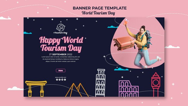 Modèle de bannière de la journée mondiale du tourisme