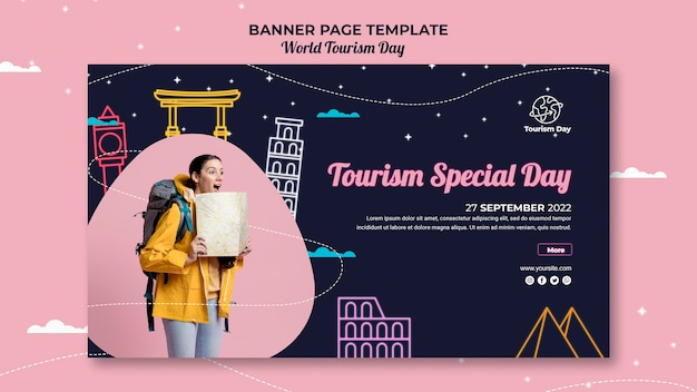 PSD gratuit modèle de bannière de la journée mondiale du tourisme