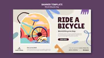 PSD gratuit modèle de bannière de la journée mondiale du vélo design plat