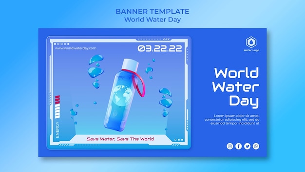 Modèle de bannière de la journée mondiale de l'eau