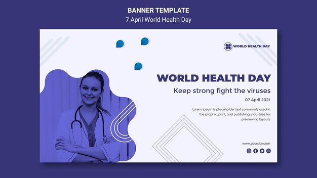 Modèle de bannière de la journée mondiale de la santé