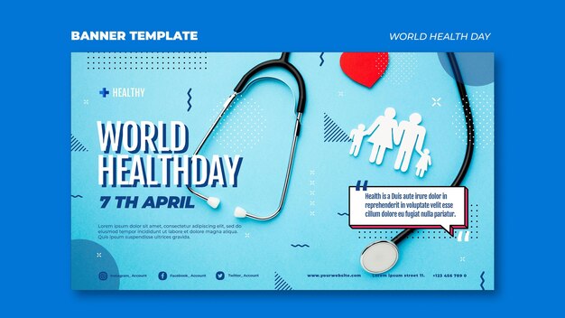 Modèle de bannière de la journée mondiale de la santé