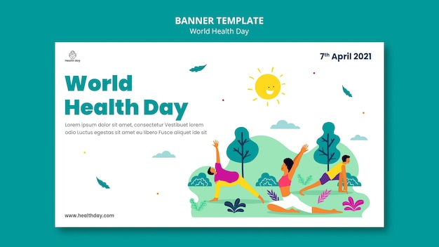 Modèle de bannière de la journée mondiale de la santé