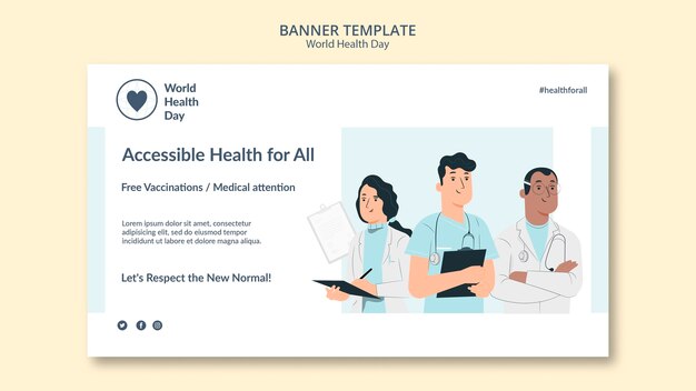 Modèle de bannière de la journée mondiale de la santé