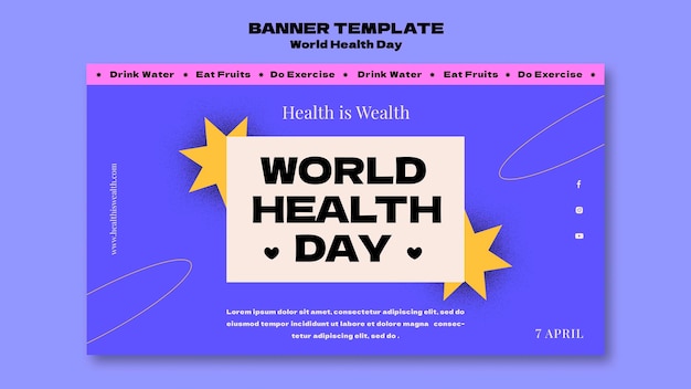 PSD gratuit modèle de bannière de la journée mondiale de la santé