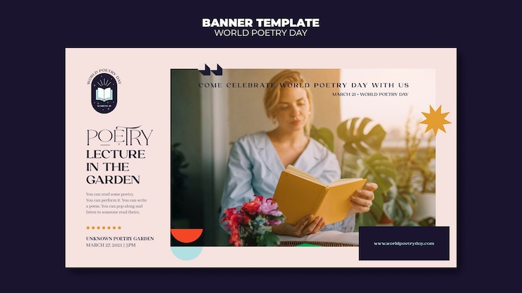 PSD gratuit modèle de bannière de la journée de la poésie