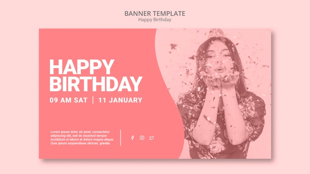 Modèle de bannière de joyeux anniversaire